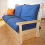 Öko-Wandelsofa in Fichte. Matratze aus reiner BIO-Baumwolle